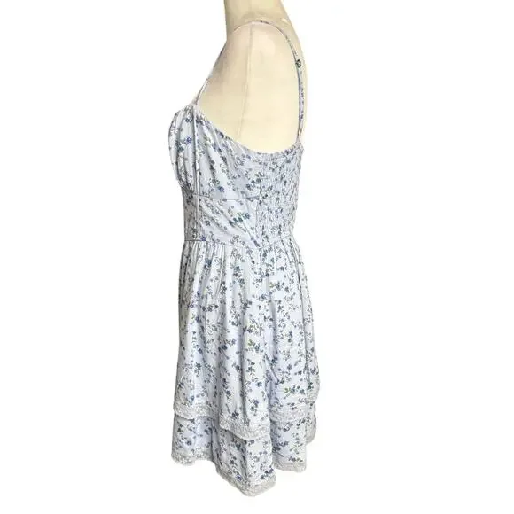 Hollister Baby Blue Floral Tiered Lace Mini Dress - M - Picture 4 of 14